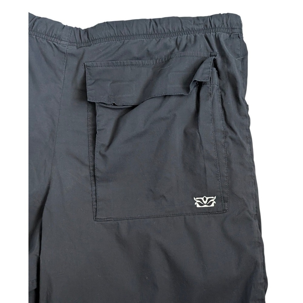 Be Present Black Yoga Capri Cargo Pants Women XL Wide Leg Y2K Lounge Crop Shorts - Picture 3 of 6